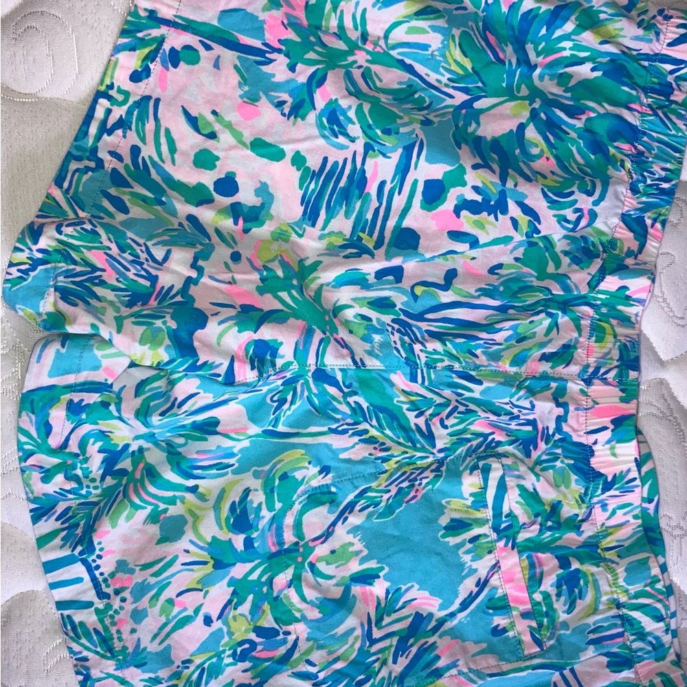 Lilly Pulitzer Tropical Print Shorts in Blue and Pink